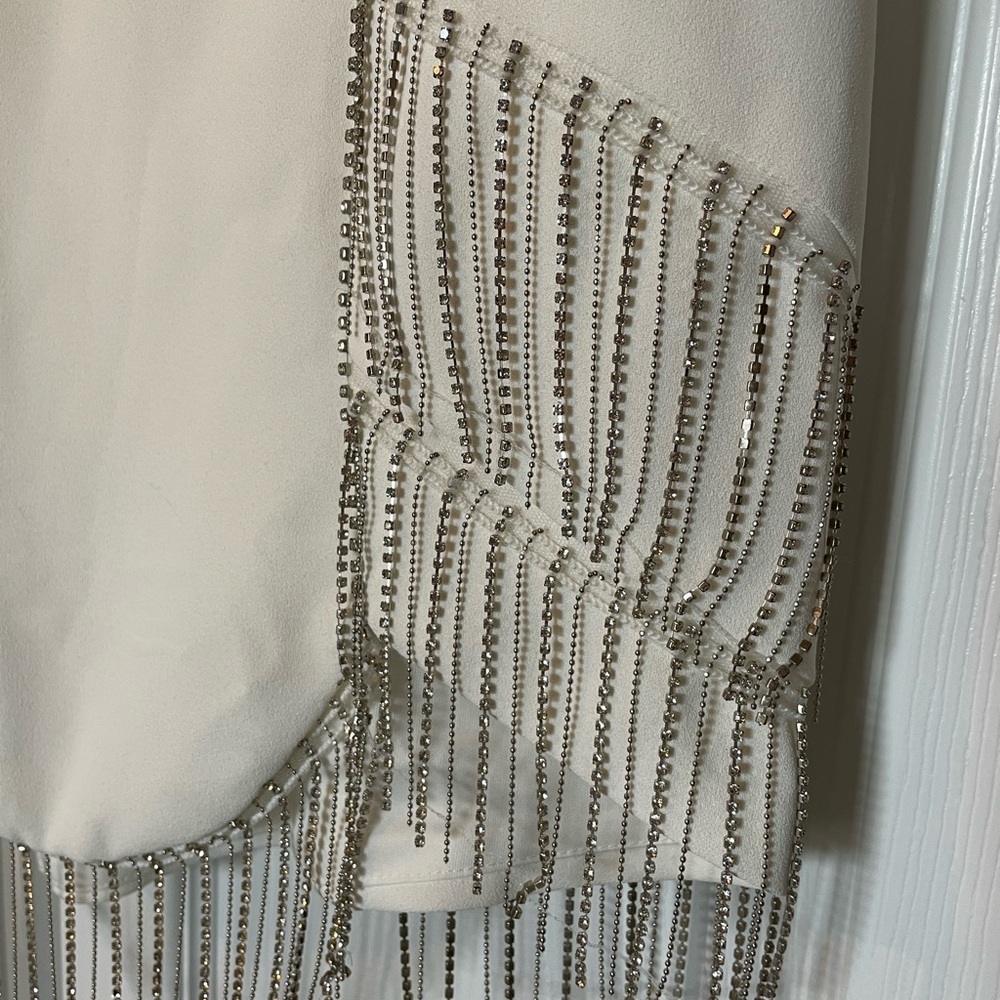 White Rhinestone Fringe Dress - Picture 2 of 4